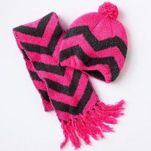 Jumping Beans Pink Chenille Hat & Scarf Set, M/L
